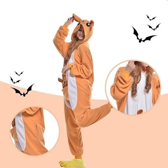 Kangaroo Costume Animal Pajamas Adult One Piece Cosplay size XL NEW - Picture 1 of 7
